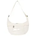 Stylish Japanese off-white canvas crescent crossbody ita bag with large clear display window - White