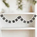Graues Filz-Weihnachtsbanner, 1,3 m Gesamtlänge mit weißen Buchstaben und Punkten - Graues Taschen-Stoffbanner