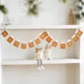 Weihnachtliche Filz-Girlande Merry Christmas Banner 1,3 m Gesamtlänge für Wanddeko - Goldenes Taschen-Stoffbanner