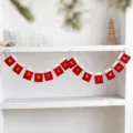 Rote Merry Christmas Girlande aus Wollfilz für festliche Weihnachts wand dekorationen - Rotes Taschen-Stoffbanner