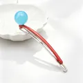 Red bobby pin hair clip featuring a bright blue spherical lollipop decoration for women - Sky Blue Ball & Orange 11#