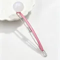 Pink lollipop hair clip with a white translucent round ball detail for elegant hairstyles - White Ball & Pink 9#