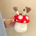 Cute ceramic mushroom pen holder, desktop makeup brush storage box and creative office decor. - Red Mushroom Pen Holder / Red