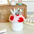 Cute ceramic mushroom pen holder desktop storage box makeup brush organizer cute desk decor - Pink Mushroom Pen Holder / Pink