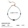 Zomerse mode kralen armband met blauwe stenen en metalen verlengketting voor dames stijlvol. - Prachtige Blauwe Kralenstijl(2404ZJ28144SL)
