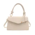 Elegante bolso de mano blanco crema retro con asa superior bandolera elegante chic - L / Blanco