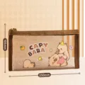 Capybara transparante mesh etui schattige cartoon studenten schrijfwaren opbergtas - Verliefde capibara