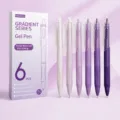 Gradient esthetische gelpennen set van 6 stuks 0.5mm zwarte inkt glad schrijven studie - Paars