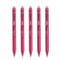 Set van 5 intrekbare uitwisbare gelpennen met warmtegevoelige inkt en rode wisser. - Enkele Eenheid / Rood