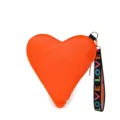 Porte-monnaie en forme de cœur orange vif avec dragonne noire et imprimé lettres love colorées - Orange