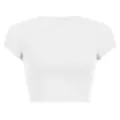 Plain white crop top short sleeve t-shirt, casual slim fit summer basic tee for women. - S / White