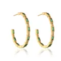Gekoppelde Baguette Zirconia (EP5569) / Goud met Groene en Witte Zirconia
