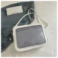 Borsa ita in pelle PU bianca con finestra trasparente e inserto in rete, stile JK e spillette. - Bianco (Senza accessori)