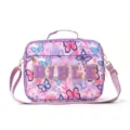 Purple butterfly printed shoulder bag with bible letter appliqué, portable book tote bag. - Purple Butterfly