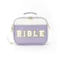 Purple white letter shoulder bag multifunctional portable book storage bag large capacity - Purple