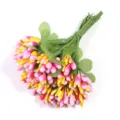 Künstliche zweifarbige Beeren Blumen Stamen Detailansicht, ideal für DIY Handwerk Dekoration. - Zweifarbige Beeren-Staubblatt Rosarot-Gelb
