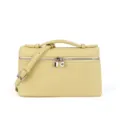 Mini yellow textured leather box handbag, top handle crossbody bag for women lightweight. - Light Yellow