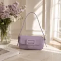 Bolso baguette de hombro morado claro minimalista, detalle de bolso retro elegante. - Púrpura
