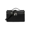 Bolso vanity mini negro, elegante bolso cruzado de cuero PU con asa para mujer. - Negro