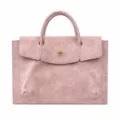 Maletín de ordenador rosa en ante para mujer, bolso de trabajo elegante con cierre dorado. - Talla grande 39.5*27*6 / Rosa Grande