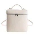 Zainetto compatto in pelle bianco sporco, elegante borsa a tracolla e a mano per donna chic. - Bianco