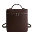Piccolo zaino in pelle marrone scuro da donna, elegante stile coreano mini borsa casual. - Marrone