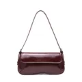 Bolso de hombro baguette de charol rojo, bolso de mano con solapa minimalista chic. - Borgoña