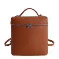 Elegante zainetto piccolo in pelle marrone da donna, borsa a spalla casual alla moda. - Marrone