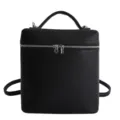 Sac à dos boîte en similicuir noir pour femme, petit sac à main élégant style coréen chic. - Noir
