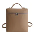 Sac à dos minimaliste en cuir marron petit sac bandoulière élégant poignée supérieure - Khaki