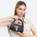 Mujer vintage negro bolso de mano elegante color sólido semicircular bolso cruzado chic - Negro