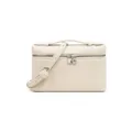 Mini bolso tipo neceser beige en caja con asa superior y correa de hombro para mujer elegante. - Blanco Roto