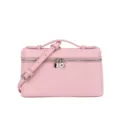 Bolso de mano mini rosa, elegante bolso cruzado tipo box bag con asa y detalles plateados. - Rosa Claro
