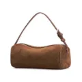 Brown Suede Cylinder Handbag Minimalist Barrel Shoulder Bag Chic Daily Purse 2025 - Faux Suede Brown