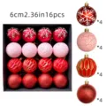 16er Set 6cm Christbaumkugeln mit Schneeflocken, Rissmuster und geometrischen Motiven. - Vintage Crackle Stil / 16er Pack / Rot