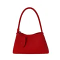 Bolso hobo de cuero rojo para mujer, elegante bolso de hombro minimalista y cartera para uso diario. - Rojo