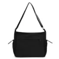 Bolso cruzado de nailon impermeable, bolso de hombro ligero de gran capacidad variante. - Negro