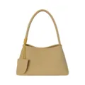 Bolso de hombro hobo minimalista de cuero caqui para mujer con asa anudada y colgante. - Amarillo