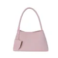 Sac porté épaule hobo en cuir rose, sac à main minimaliste sous les aisselles avec charm. - Rose