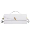White woven leather shoulder bag chic handbag trendy crossbody baguette bag for women fashion - White