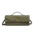 Green woven leather crossbody bag stylish shoulder handbag for women fashion casual purse - Olive Green