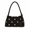 Bolso de axila con lunares negros minimalista bolso de hombro informal elegante para mujer - Negro