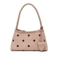 Bolso de hombro con lunares rosas, bolso casual con elegante diseño de puntos negros. - Rosa