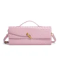 Pink woven leather shoulder bag chic top handle baguette fashion casual crossbody bag style - Lotus Pink