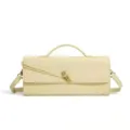 Chic woven shoulder baguette bag for women, stylish leather crossbody purse with top handle. - Lemon Yellow