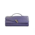 Purple woven leather baguette shoulder bag stylish clutch crossbody bag for women variant - Violet