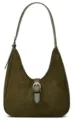 Bolso de hombro de ante verde oliva, elegante bolso hobo de media luna para mujer elegante. - Verde
