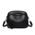 Mujer moda negro cuero bolso bandolera hombro con remaches y cremallera, pequeño bolso cuadrado. - Negro