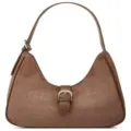 Bolso de hombro hobo de ante marrón para mujer, elegante bolso baguette para el día a día. - Café Claro