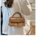 Stylish brown contrast shoulder crossbody bag with top handle for women daily commuting use. - Color-block Brown